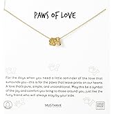 MUSTHAVE 18K Gold Plated Paw and Bone Pendant Necklace, Message Card, Dogmom, Dogperson, Pet Lover, Necklace for Women, Simple, Dainty, Anchor Chain, 16+2 inch Extender (Yellow Gold)