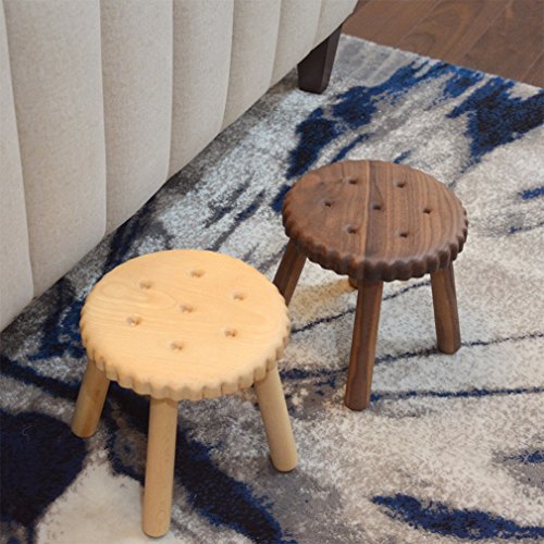 image for LQQFF Children's Small Bench, Solid Wood Biscuit Stool Creative Cartoo