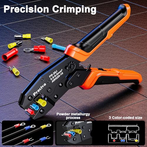 Automatic Wire Stripper and Insulated Terminal Crimper, 2 in 1 AWG 24-10 Wire Stripping Tool and AWG 20-10 for Crimping Heat Shrink Connectors, Professional and DIY Use