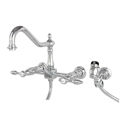 Kingston Brass Ks1245plbs Wall Mount Kitchen Faucet With Brass
