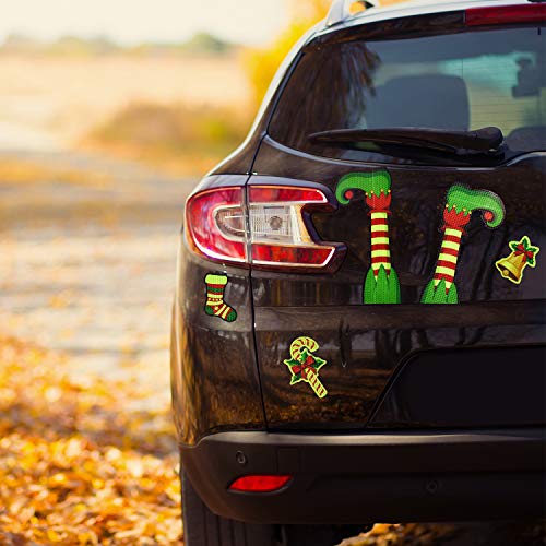 Bright Reflective Merry Christmas car Magnet Decorations Set,Jumbo Elf Legs Car Magnet Reflective Decal for Car Fridge Garage Mailbox Vehicle Truck Xmas Holiday Décor(Elf Legs),5pack