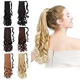 Ponytail Hair Extensions Curly clip in on Wrap Around 20