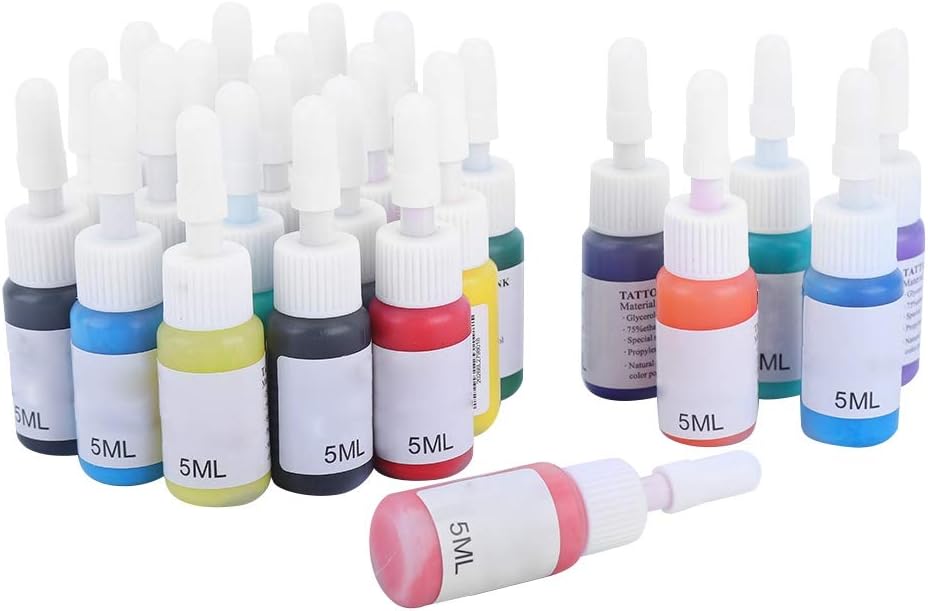 SunshineFace Tattoo Ink, 25Pcs Professional Microblading Tattoo Inks Set Longlasting Body Tattoo Practice Pigment Ink