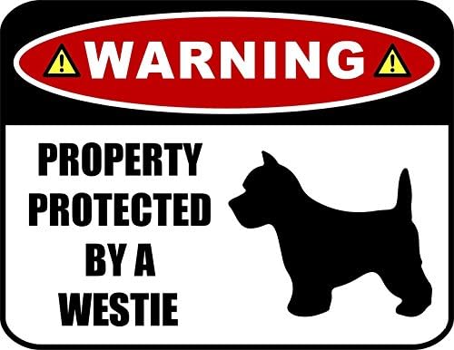 PCSCP Warning Property Protected by a Westie (SILHOUETTE) 11.5 inch x 9 inch Laminated Dog Sign