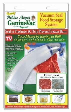 Click Here to See More Images Debbie Meyer GeniusVac Vacuum Bag Sealer (Vacuum Seal Food Storage System) by Debbie Meyer