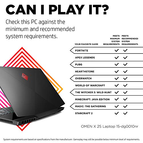 OMEN X 2S by HP 2019 15-inch Gaming Laptop With Secondary Touchscreen Display, Intel i7-9750H, NVIDIA RTX 2070 With Max-Q 8 GB, 16 GB RAM, 512 GB SSD, VR/MR Ready, Windows 10 Home (15-dg0010nr, Black)