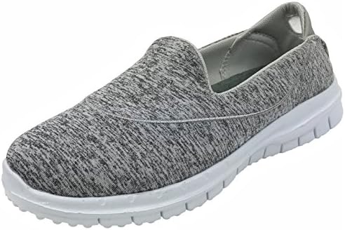 EmileDi H210 Womens Easy Slip On Comfort Walking Sneaker Shoe, Heather Grey, 7