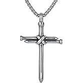 YL Cross Masonic Stainless Steel Necklace, Mens 18K Gold Plated Crucifix Religious Nail Pendant Christian Jewelry Gifts for Women