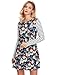 Romwe Floral Print Casual A-Line Loose T-Shirt Swing Dresses Striped Sleeves Midi Dress