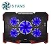 Laptop Cooling Pad BUJIAN 5 Ultra Quiet Fans and Red Led Lights with 13 wind speed (2600-5000RPM) and Ultra-slim and Skid Proof Design for 12-15.6 Inch Laptop (S-X5)
