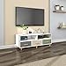 Lifewit Wood TV Stand TV Storage Console Contemporary Entertainment Unit Center Cabinet with 3 Fabric Drawers and 2 Shelves, White