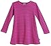 City Threads Girls' Cotton Long Sleeve Dress for School Party Dress Play Base Layer for Sensitive Skin SPD Sensory Friendly, Striped Hot Pink, 3T