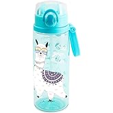 Home Tune 23oz Kids Water Drinking Bottle - Tritan BPA Free, Wide Mouth, Auto Flip Cap, Secure Lock, Easy Open, Lightweight, Leak-Proof Time Marker Water Bottle For Girls & Boys - Llama
