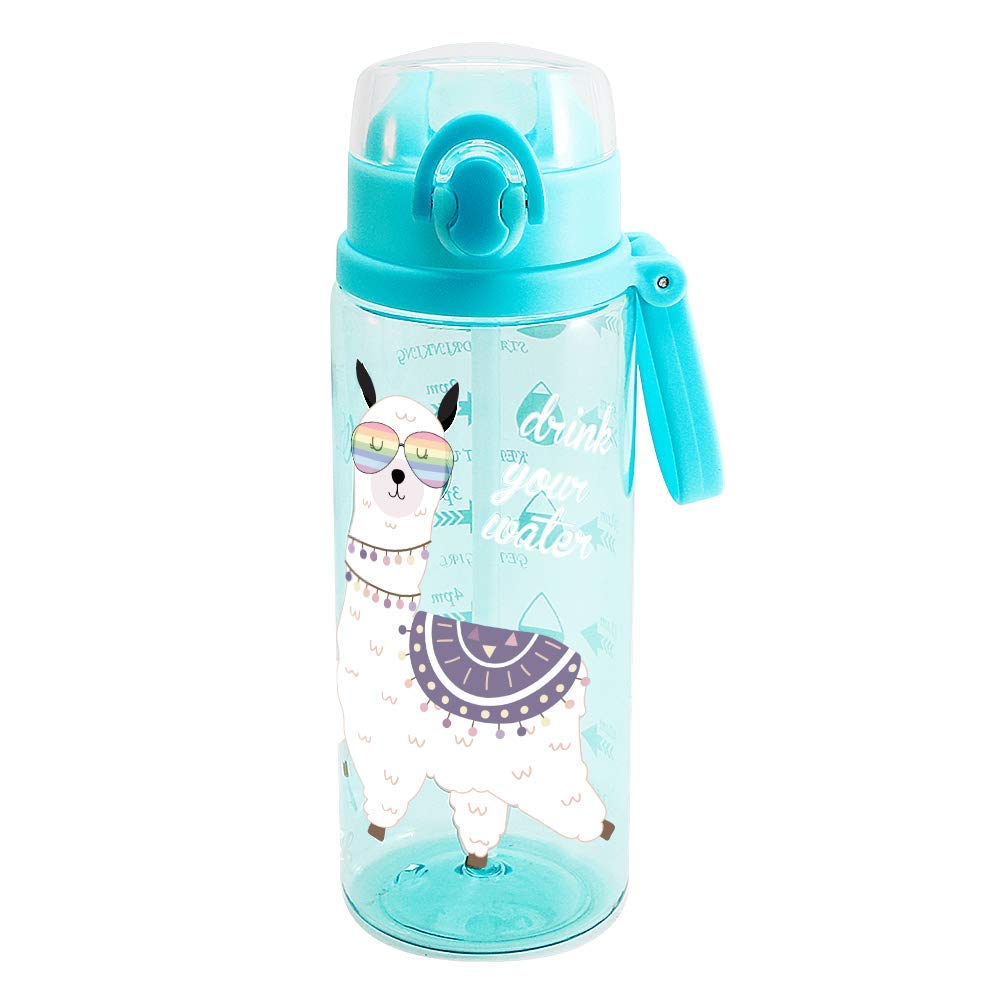 Home Tune Kids Water Drinking Bottle (680ml) - Tritan BPA Free, Wide Mouth, Auto Flip Cap, Secure Lock, Easy Open, Lightweight, Leak-Proof Time Marker Water Bottle For Girls & Boys - Llama