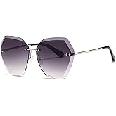 AEVOGUE Sunglasses For Women Oversized Rimless Diamond Cutting Lens Sun Glasses AE0534