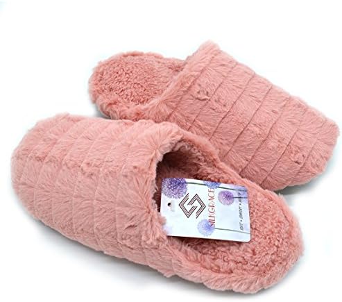 Silkgrace Women's/Men's Solid Shu Velveteen Lining House Slippers High Rebound Foam Indoor Soft Sole (For women 7-8 B(M) US, Rose Red)