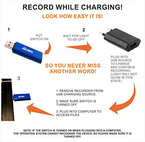 Voice-Activated-Recorder-Blue-by-JiGMO-8GB-96-Hrs-Storage-Mini-Digital-Audio-Recording-Device-USB-with-Microphone-Records-While-Charging-With-2-Lanyards-NEVER-MISS-ANOTHER-WORD