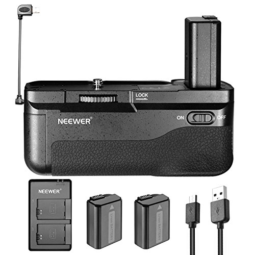 Neewer Vertical Battery Grip with Shutter Release Button for Sony A6300 Camera with 2 Pieces 1100mAh Replacement Li-ion Battery for Sony FW50 and 5V/2.1A USB Input Dual Charger Kit