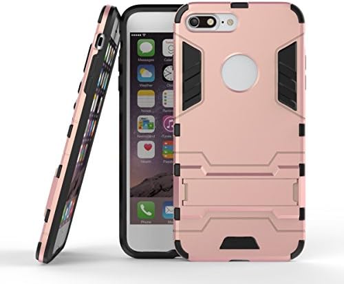 iPhone 7 Plus Cover, 2 in 1 New Armour Tough Style Hybrid Dual Layer Armor Defender PC Hard Cases with Stand [Shockproof Case] for iPhone 7 Plus ( Color : Rose Gold )