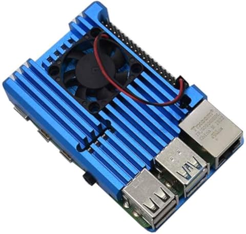 Protective Armor - Carcasa con ventilador para Raspberry Pi 4 (aleación de aluminio), Azul