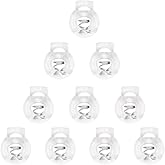 Tupalizy Clear Plastic Cord Locks Single Hole Spring Toggle Stoppers Fastener Slider for Drawstring Pant Hat Bag Shoelace