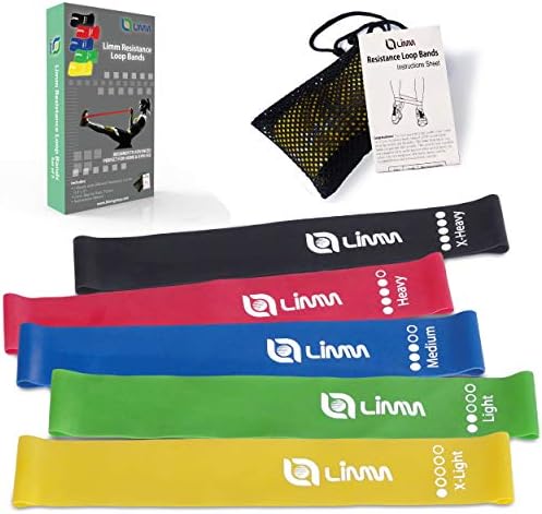 Limm Resistance Bands Exercise Loops - 12-inch Workout Flexbands for Physical Therapy, Rehab, Stretching, Home Fitness and More - Includes Bonus EBooks, Instruction Manual, Online Videos & Carry Bag