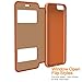 iPhone 6 leather case,[Shockproof] ZVE iphone 6s flip Stand Window Open Case Cover for apple iPhone 6/6s 4.7 brown