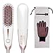 Hair Straightening Brush 3.0 Gift Package, Buture Mini Hair Straightener Brush Negative ion Ceramic Iron Hair Brush Fast Heat Hot Brush Travel Size Anti-scald MCH 110-240V Temperature Lock (White)
