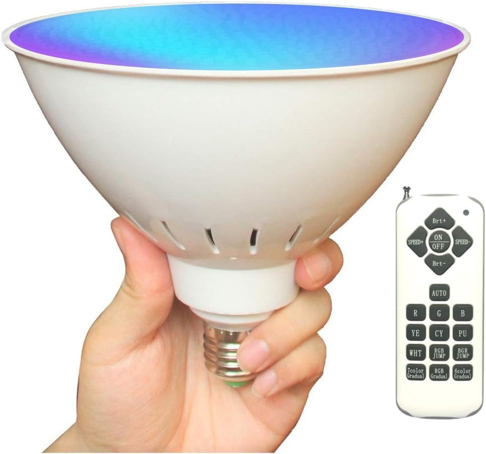 Color-changing LED Pool Light 120V 40W Replacement For Incandescent Bulbs in Pool Light, 16 light shows, Color Memory Remote Control (120VAC, 40Watt)