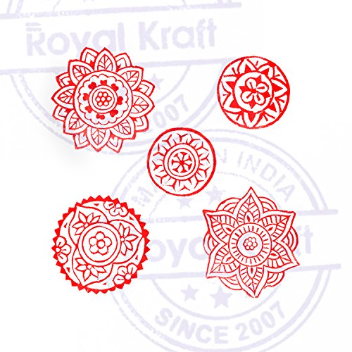 Stylish Designs Mandala and Round Wooden Block Stamps (Set of 5)