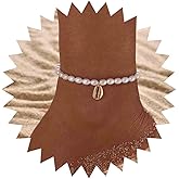 Erimberate Bohemian Pearl Shell Chain Anklet Gold Seashell Ankle Bracelet Pearl Cowrie Shell Anklet Adjustable Pearl Anklet Chain Summer Beach Foot Chain Jewelry for Women