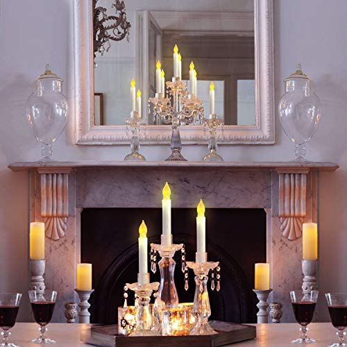 Raycare 12 PCS Battery Operated LED Taper Candles and 24 PCS Batteries