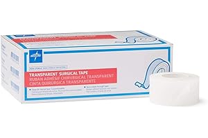 Medline Caring Transparent Adhesive Tape, 1" x 10 yd (Box of 12 Rolls)