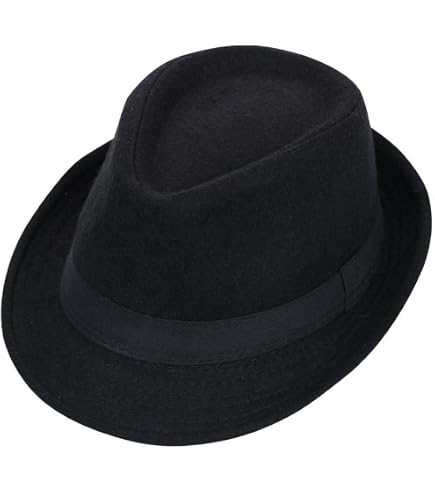 Womens Mens Classic Felt Trilby Hat Short Brim Fedora Hat Black