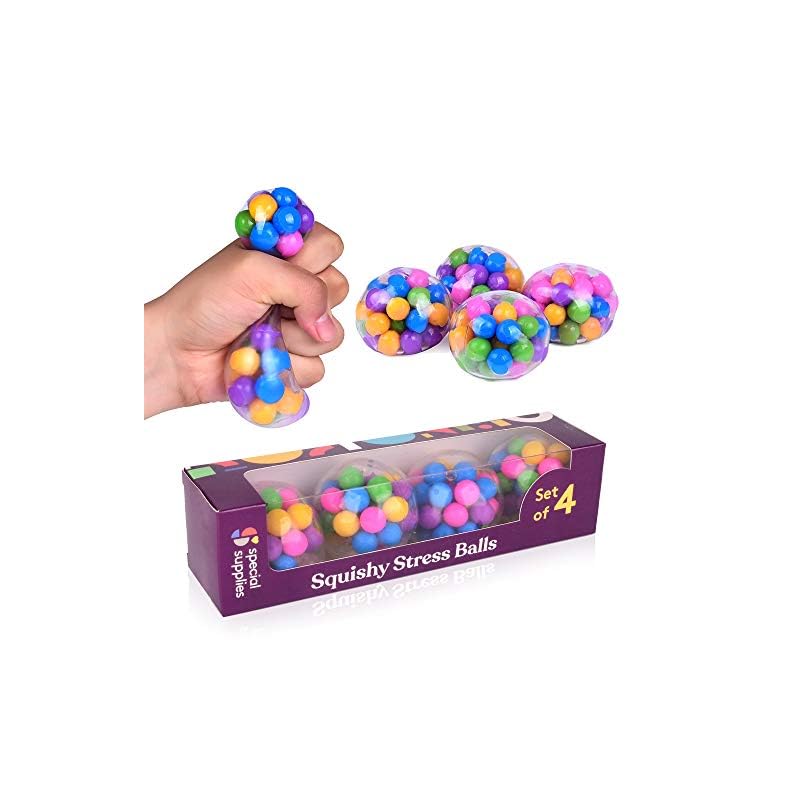 Special Supplies Squish Stress Balls (4-Pack) Squeeze, Color Sensory Toy – Relieve Tension, Stress – Home Travel and…