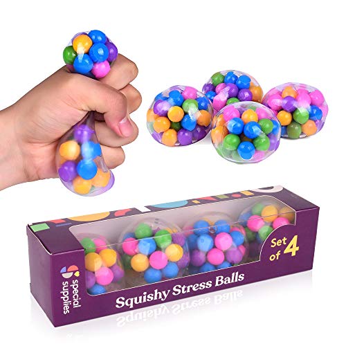 Special Supplies Squish Stress Balls (4-Pack) Squeeze, Color Sensory Toy – Relieve Tension, Stress – Home Travel and…