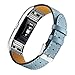bayite Leather Bands Compatible with Fitbit Charge 2, Replacement Accessories Straps Women Men, Stone Blue