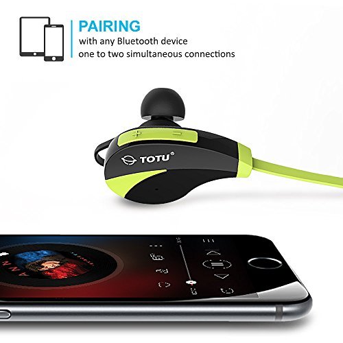 Bluetooth Headphones, TOTU Wireless Sports Earphones In Ear Earbuds w/ Mic Noise Cancelling Secure Fit for Gym Running Workout (IPX5 Sweatproof , Stereo, 8 Hours Playtime) - Green