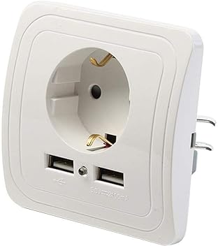 Enchufe Para La Pared Con Usb Everpert Zocalo Eelectrico De Carga Del Enchufe Ue Del Enchufe De Pared Del Puerto De Usb Del Hogar Del Panel 10a Amazon Es Bricolaje Y Herramientas