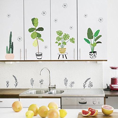 Dragon Honor Cactus Plant Green Leaves Wall Sticker Fresh Pastoral Style Art Mural Wall Decals