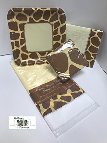 Giraffe Animal Party Pack with Plate, Napkins, and Table Covering for 8