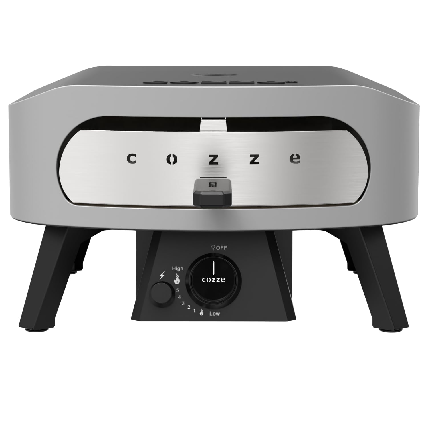 Cozze® 13" Pizzaofen CLASSIC | Gas 30 mbar | Gratis Cordierit Stein | Automatische Einschaltung | Integriertes Thermometer | Edelstahl | Schnellkochzeit 2 min, Schwarz 4