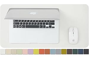 HOMIEAZICOZI Compact Leather Desk Mat - Small Non-Slip PU Desk Pad for Office and Home - Desk Organization and Accessories - Ideal for Large Mouse Pad and Small Desk Mats on Top of Desks (White,23.6"x 11.8")