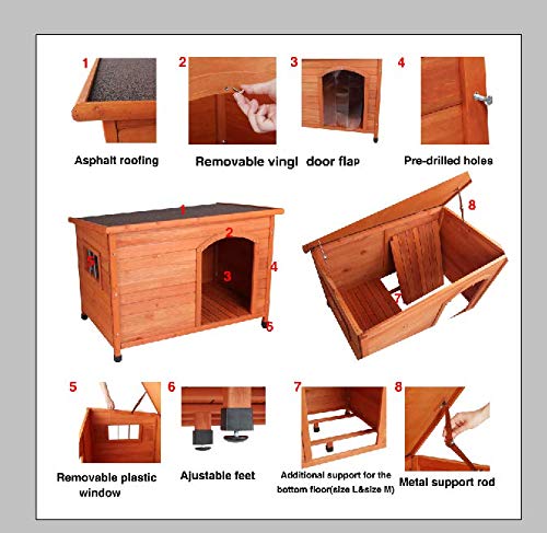 ROCKEVER Dog Houses for Small Dogs and Puppies Outdoor Wood Weatherproof Outside Wooden Puppy Houses Insulated
