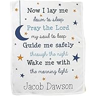 GiftsForYouNow Now I Lay Me Personalized Fleece Baby Blanket, Blue