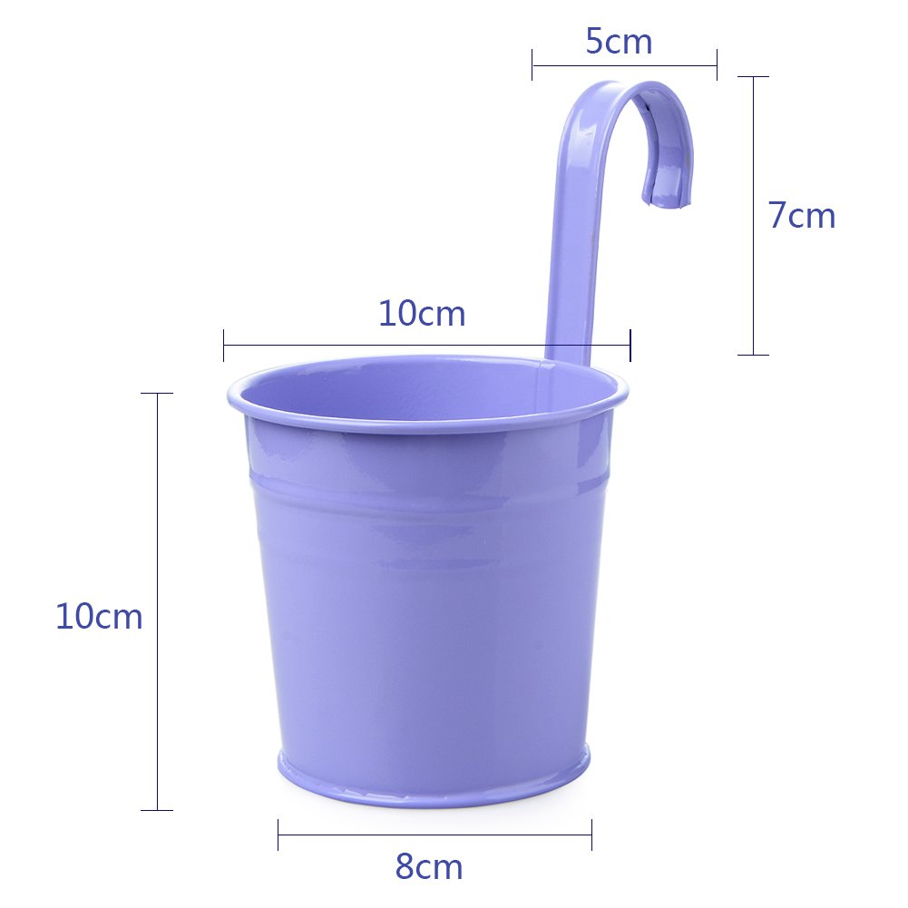 Uthome 10 Pcs metal hanging flower pots Iron Bucket Flower Holders,Sand bucket,flower pots outdoor,Balcony Garden Pots Wall Planters Home Decor (Incidental 3 pcs Plant Support)