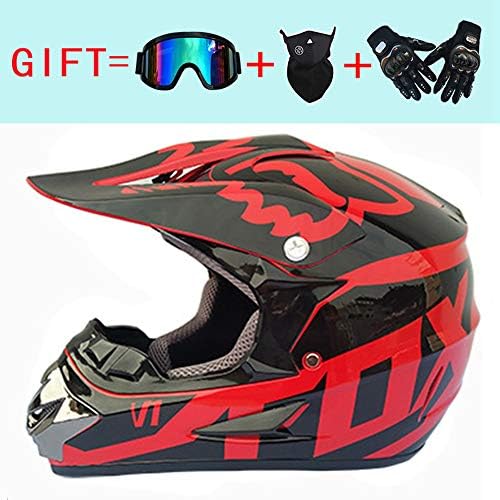 EIEI Dual Sports SUV Helmet Adult MX Off-road Motorcycle Am Mountain Bike Full Face Helmet (Glove Goggles Mask 4-piece Set)