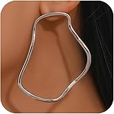 Chunky Gold Earrings for Women Statement Dangle Earrings Large Hoop Asymmetrical Earrings Fashion Earrings for Women 2025