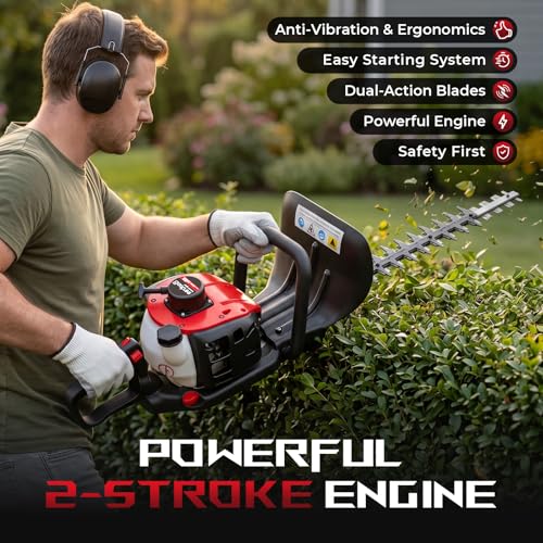24-Inch 36cc 2 Cycle Gas Powered Dual Sided Hedge Trimmer (Red, 36cc) photo 11