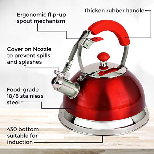 image for Premium Quality 18/8 Food Grade Heavy Gauge Red Stainless Steel Whistl